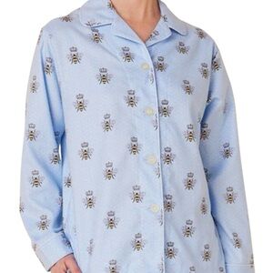 The Cat’s Pajamas Luxury Flannel Queen Bee Collection Top XL Blue